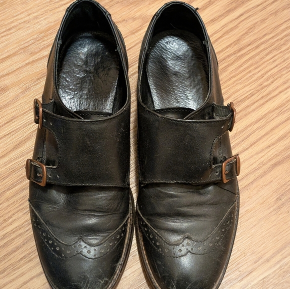 Wolverine Shoes - Wolverine Leather Monk Strap Oxfords